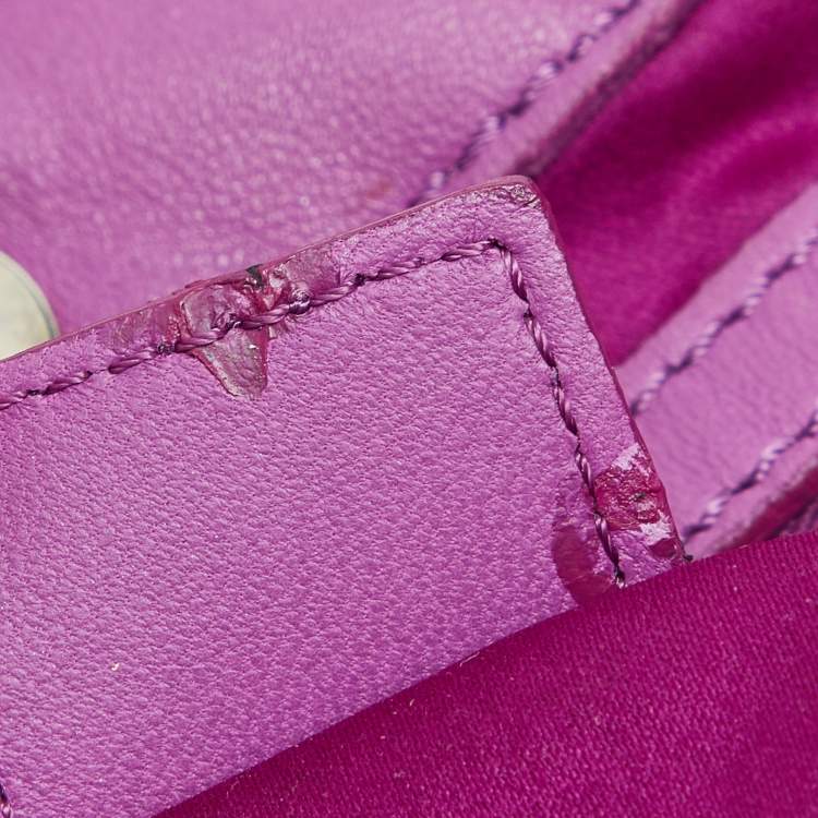 Pre Owned Versace Pink Pleated Leather Chain Satchel