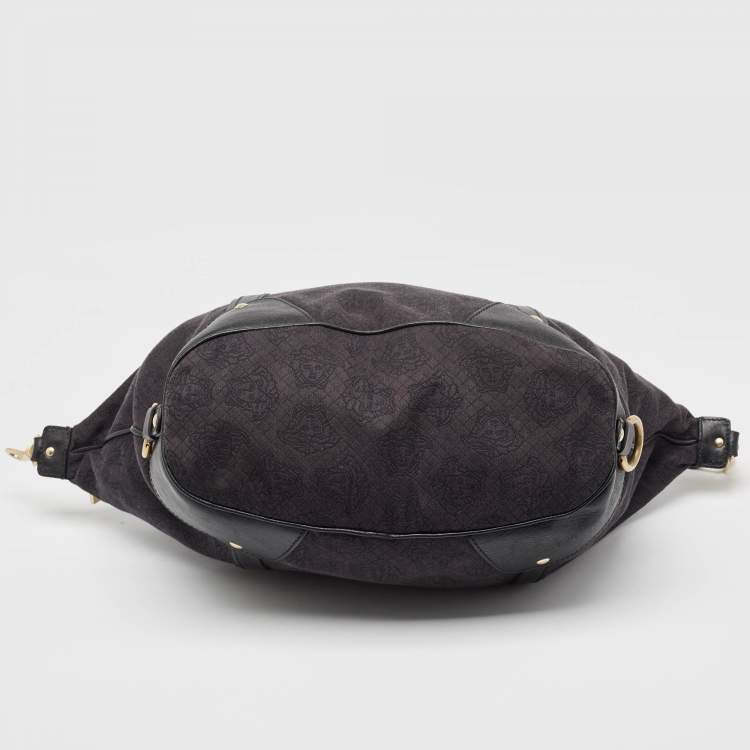 Pre Owned Versace Black Medusa Print Canvas and Leather Satchel