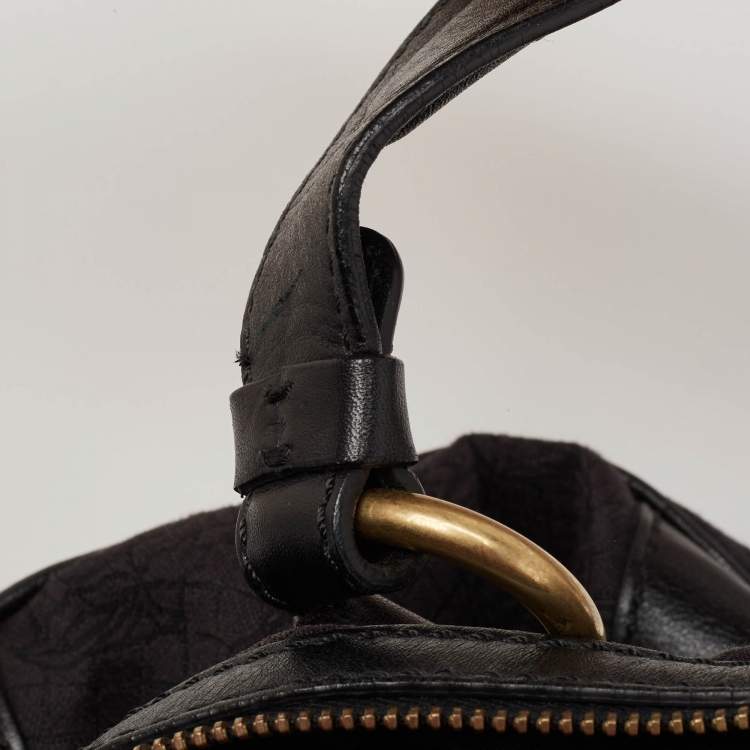 Pre Owned Versace Black Medusa Print Canvas and Leather Satchel