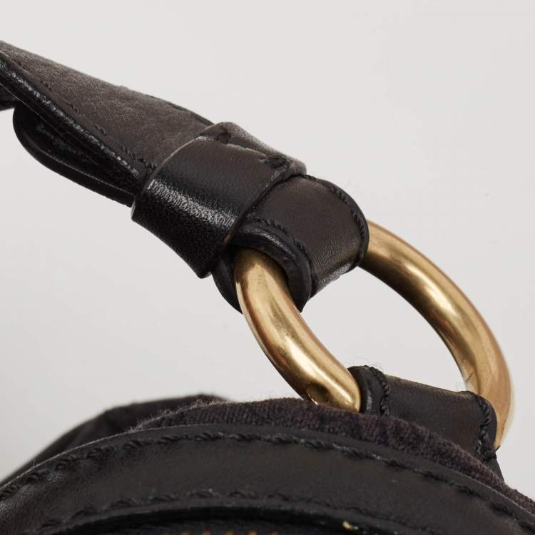 Pre Owned Versace Black Medusa Print Canvas and Leather Satchel
