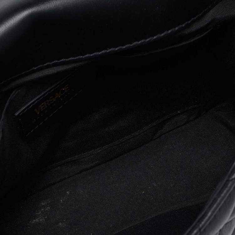 Pre Owned Versace Black Quilted Leather Medusa Chain Shoulder Bag
