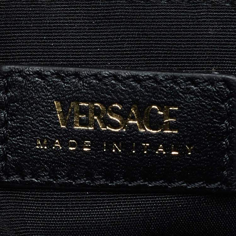 Pre Owned Versace Black Quilted Leather Medusa Chain Shoulder Bag