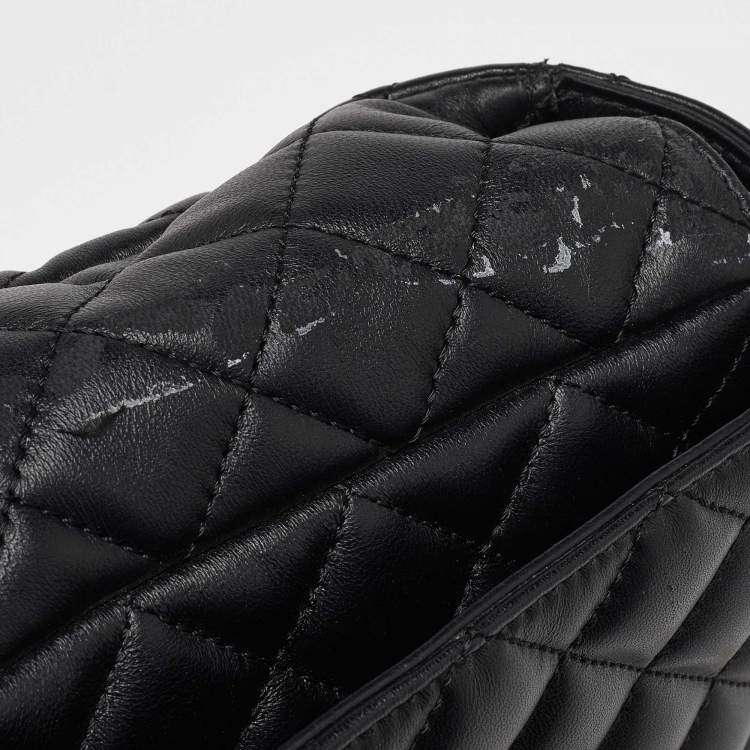Pre Owned Versace Black Quilted Leather Medusa Chain Shoulder Bag