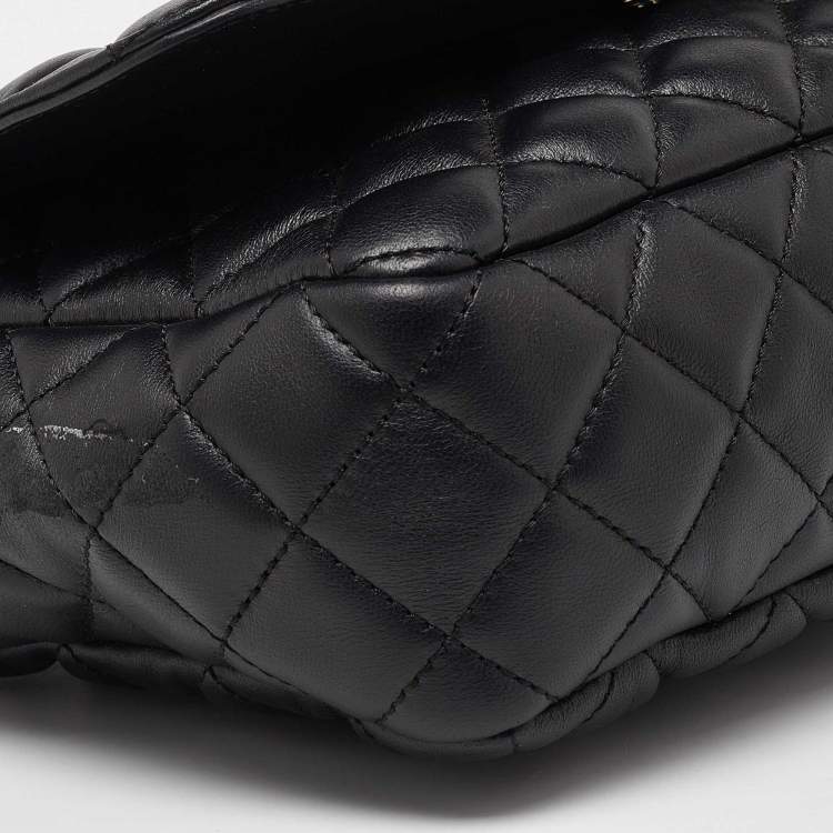 Pre Owned Versace Black Quilted Leather Medusa Chain Shoulder Bag