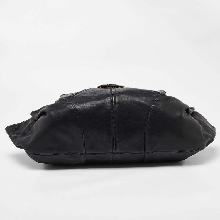 Pre Owned Versace Black Leather Rings Hobo