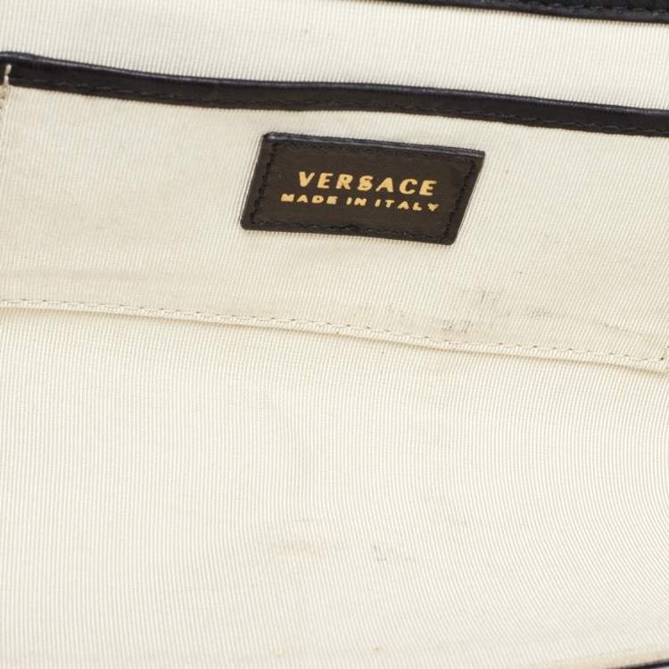 Pre Owned Versace Black Quilted Leather Medallion Chain Clutch