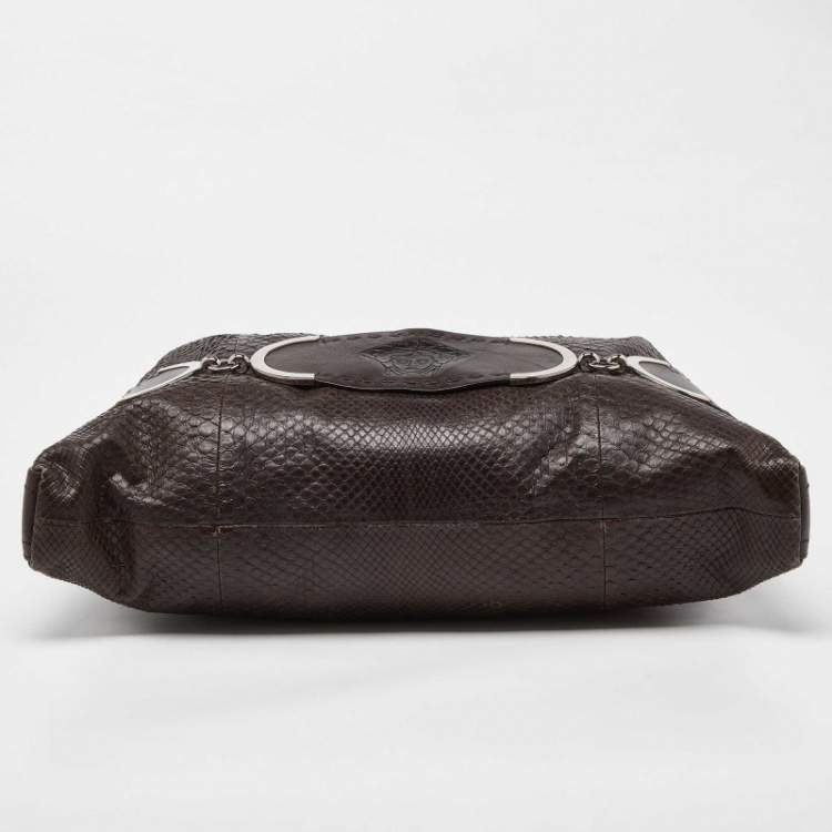 Pre Owned Versace Brown Python and Leather Hobo