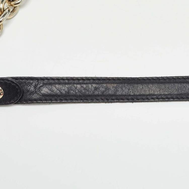 Pre Owned Versace Black/Brown Baroque Print Coated Canvas and Leather Flap Chain Bag