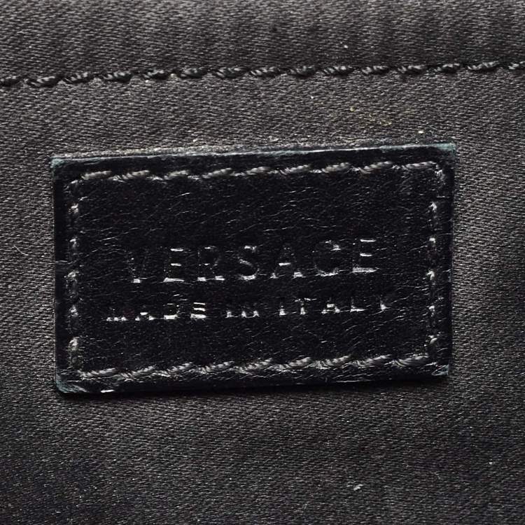 Pre Owned Versace Black/Brown Baroque Print Coated Canvas and Leather Flap Chain Bag
