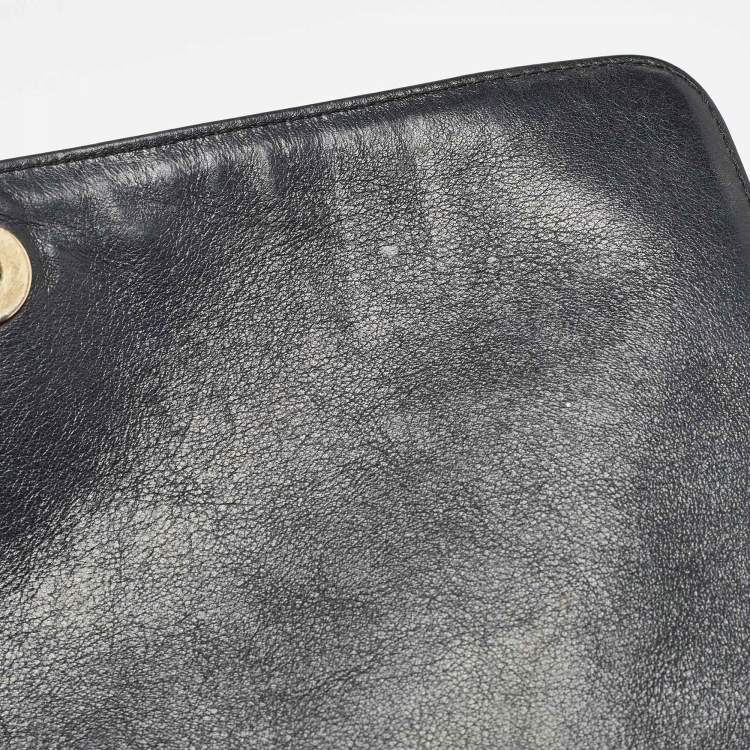 Pre Owned Versace Black/Brown Baroque Print Coated Canvas and Leather Flap Chain Bag