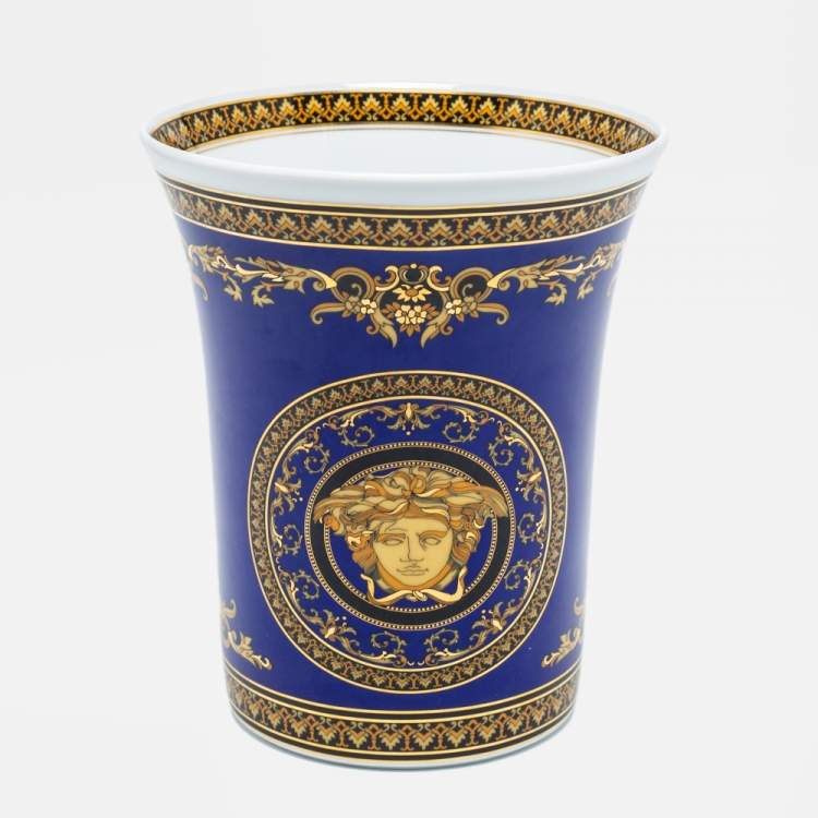 Pre Owned Versace x Rosenthal Medusa Blue Porcelain Vase