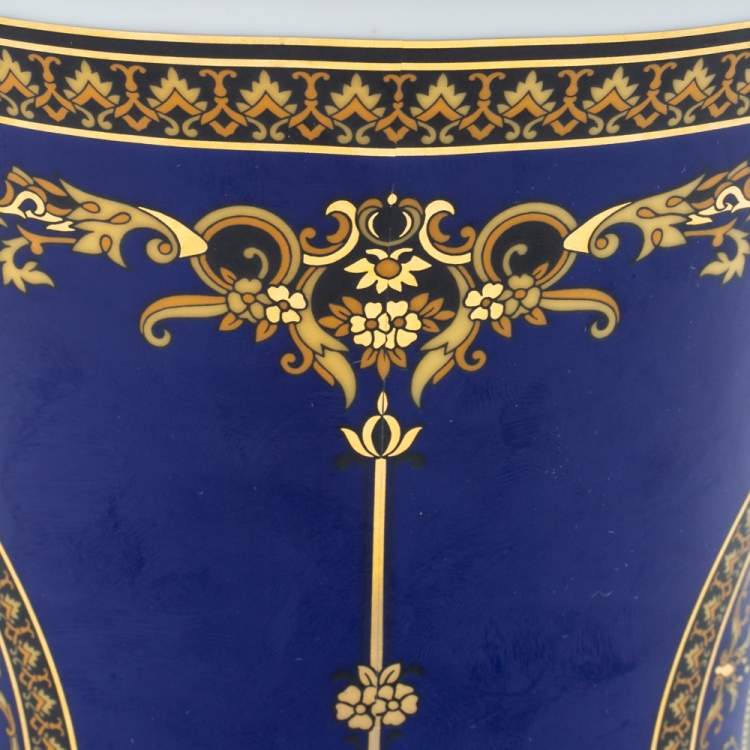 Pre Owned Versace x Rosenthal Medusa Blue Porcelain Vase