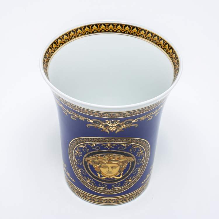 Pre Owned Versace x Rosenthal Medusa Blue Porcelain Vase
