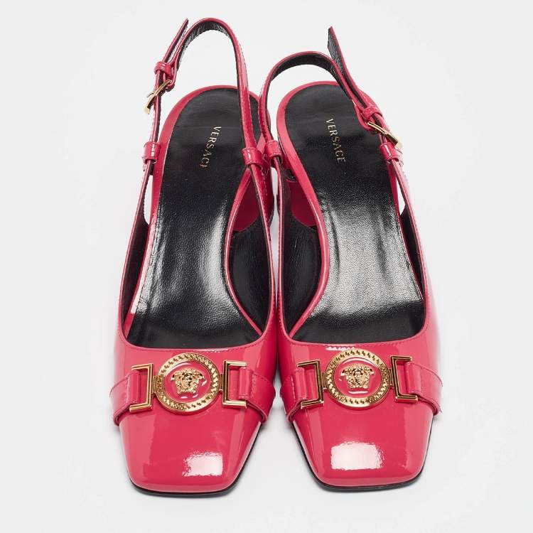 Pre Owned Versace Pink Patent Slingback Pumps Size 36