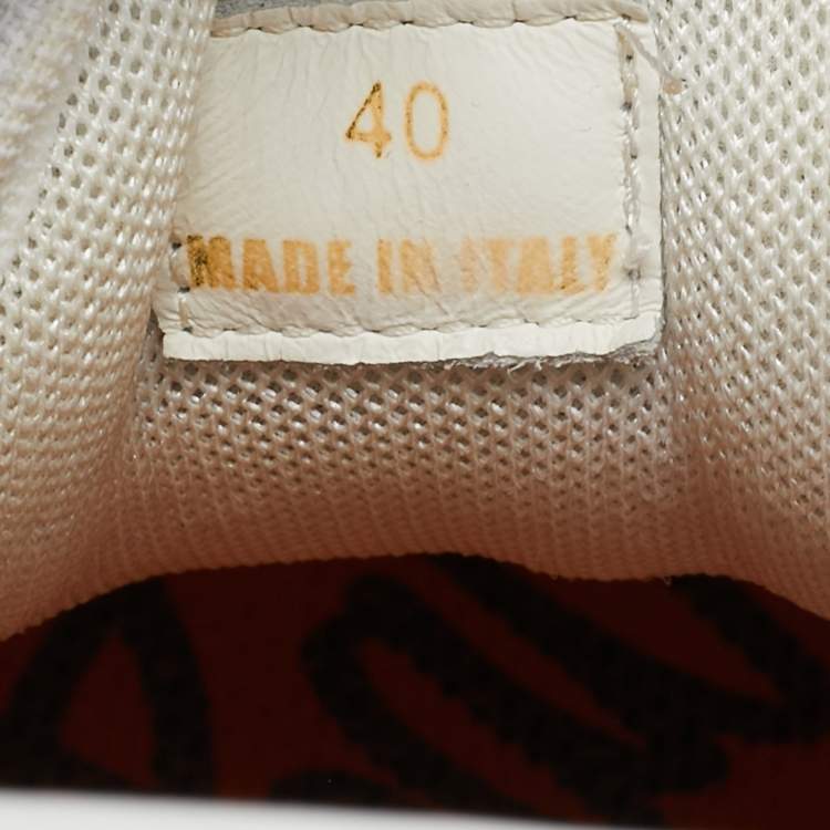 Pre Owned Versace White Suede and PVC Chain Reaction Sneakers Size 40