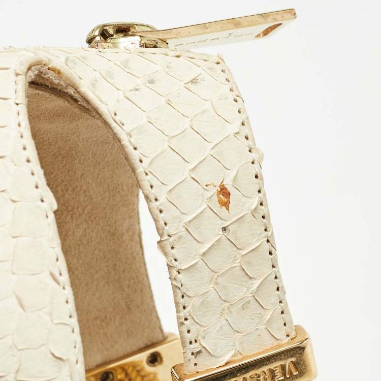 Pre Owned Versace Cream Python Ankle Strap Sandals Size 39