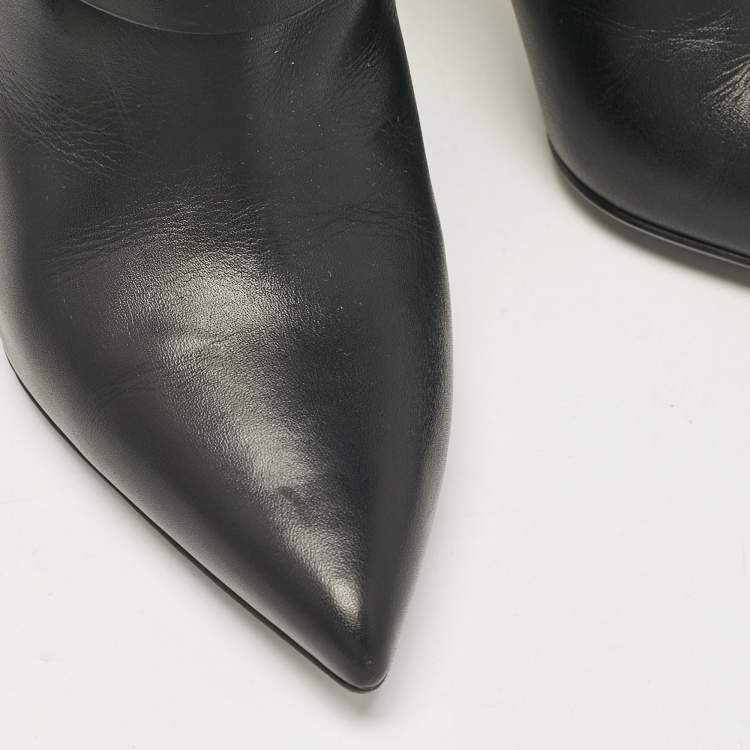 Pre Owned Versace Black Leather Medusa Head Ankle Booties Size 35