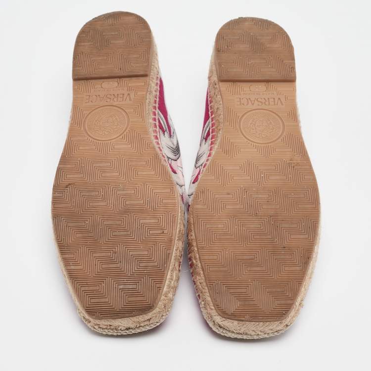 Pre Owned Versace Multicolor Canvas Espadrille Flats Size 37