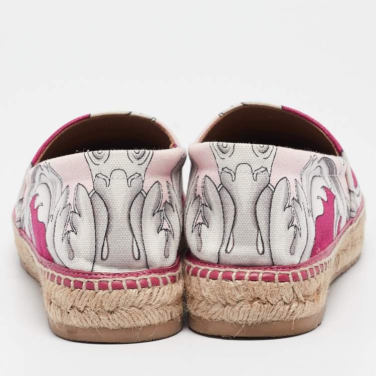 Pre Owned Versace Multicolor Canvas Espadrille Flats Size 37