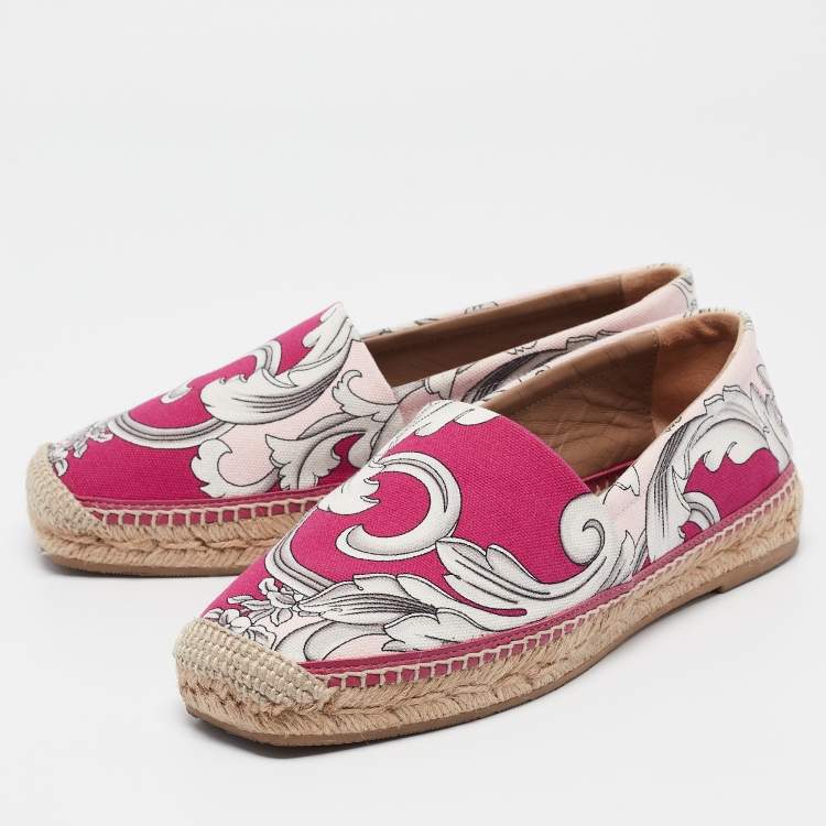 Pre Owned Versace Multicolor Canvas Espadrille Flats Size 37