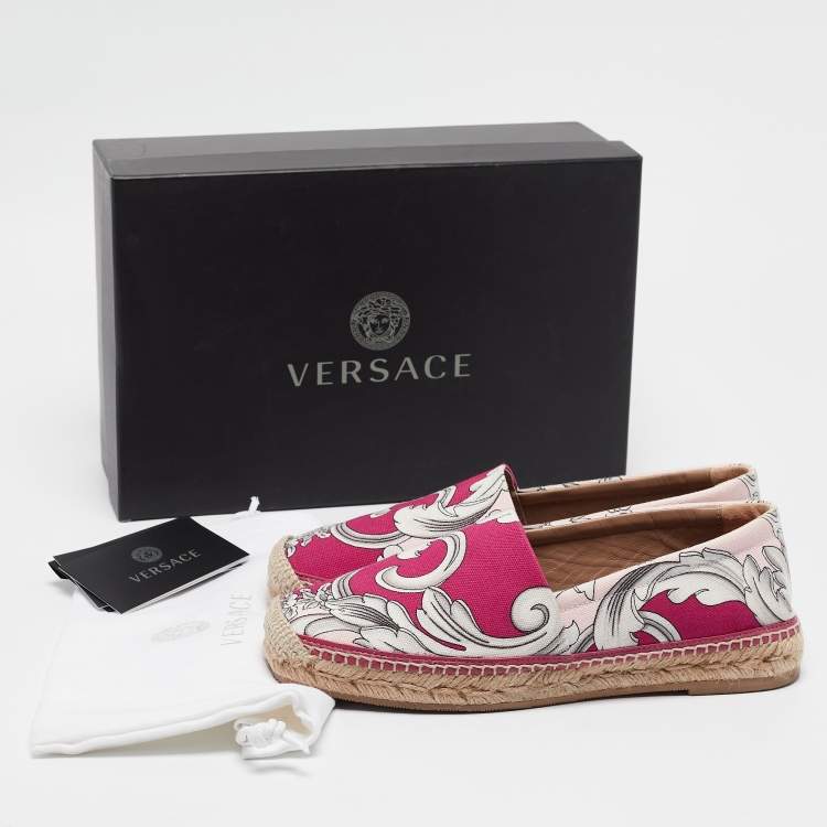 Pre Owned Versace Multicolor Canvas Espadrille Flats Size 37