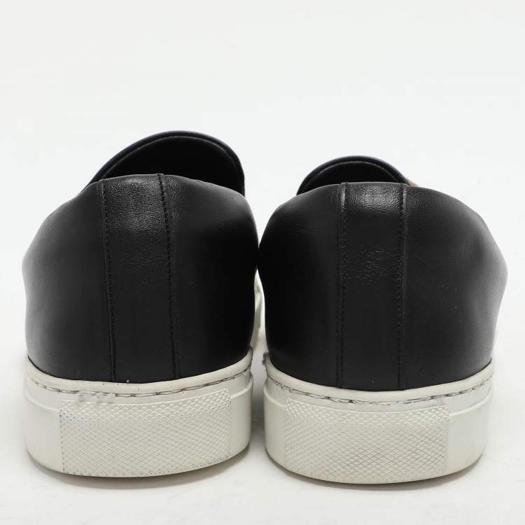 Pre Owned Versace Black Leather Medusa Slip On Sneakers Size 37