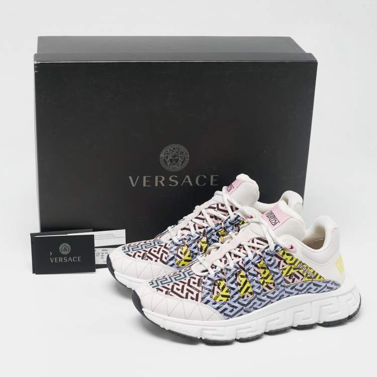 Pre Owned Versace Multicolor Leather and Fabric Trigreca Sneakers Size 41