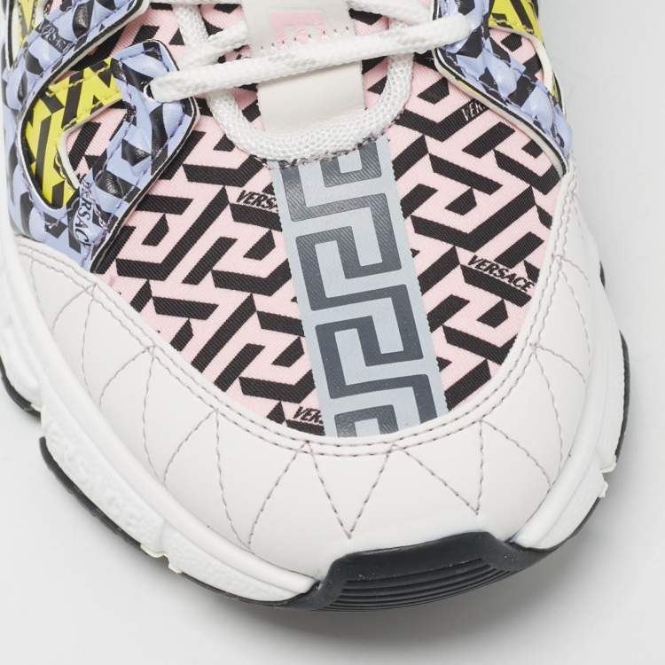 Pre Owned Versace Multicolor Leather and Fabric Trigreca Sneakers Size 41