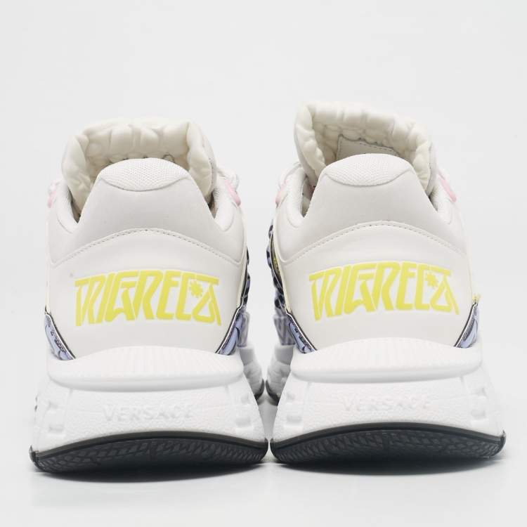 Pre Owned Versace Multicolor Leather and Fabric Trigreca Sneakers Size 41