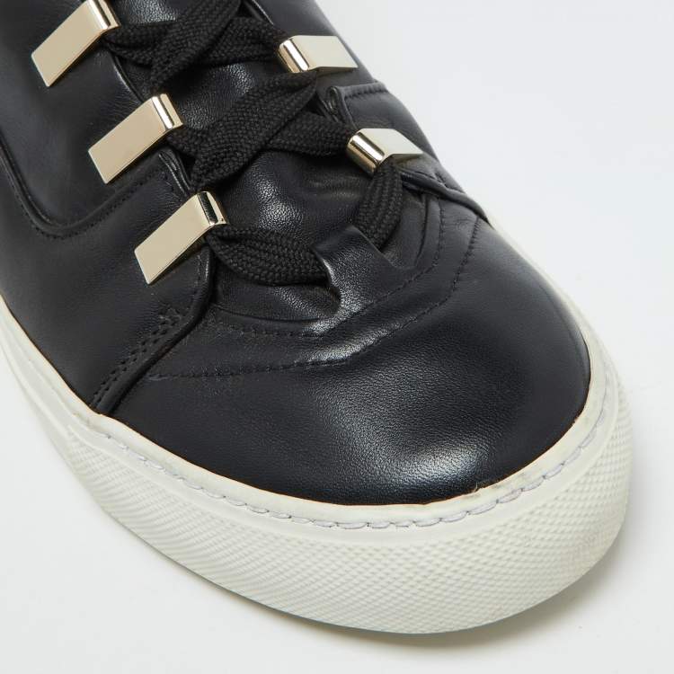 Pre Owned Versace Black Leather Medusa High Top Sneakers Size 39