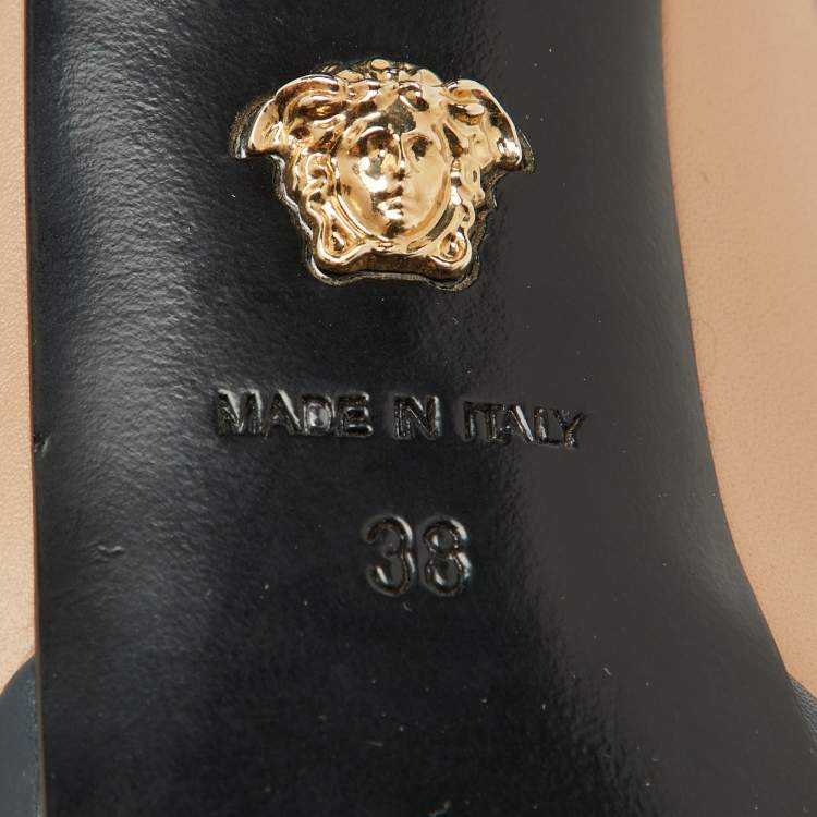 Pre Owned Versace Beige Leather Medusa Head Palazzo Platform Pumps Size 38