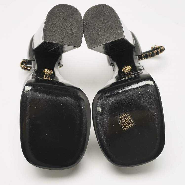 Pre Owned Versace Black Leather Medusa Aevitas Double Platform Pumps Size 40