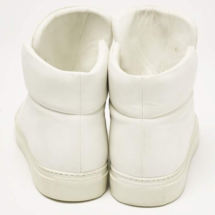 Pre Owned Versace White Leather Palazzo High Top Sneakers Size 41