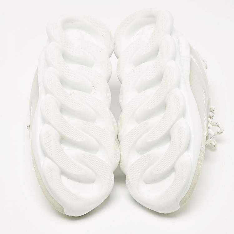 Pre Owned Versace White Suede and Leather Chain Reaction Sneakers Size 39