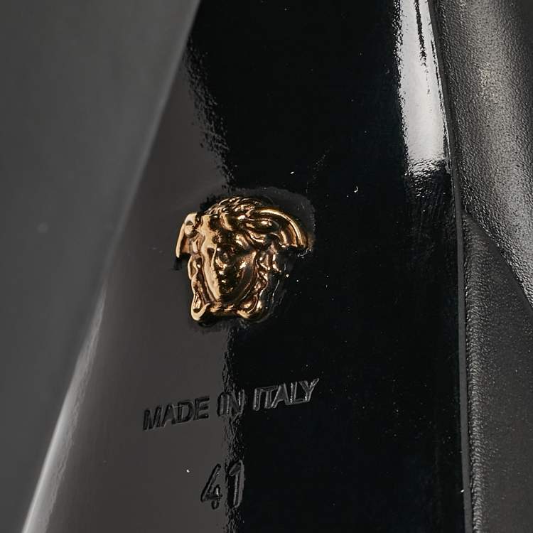 Pre Owned Versace Black Leather Juno Platform Pumps Size 41