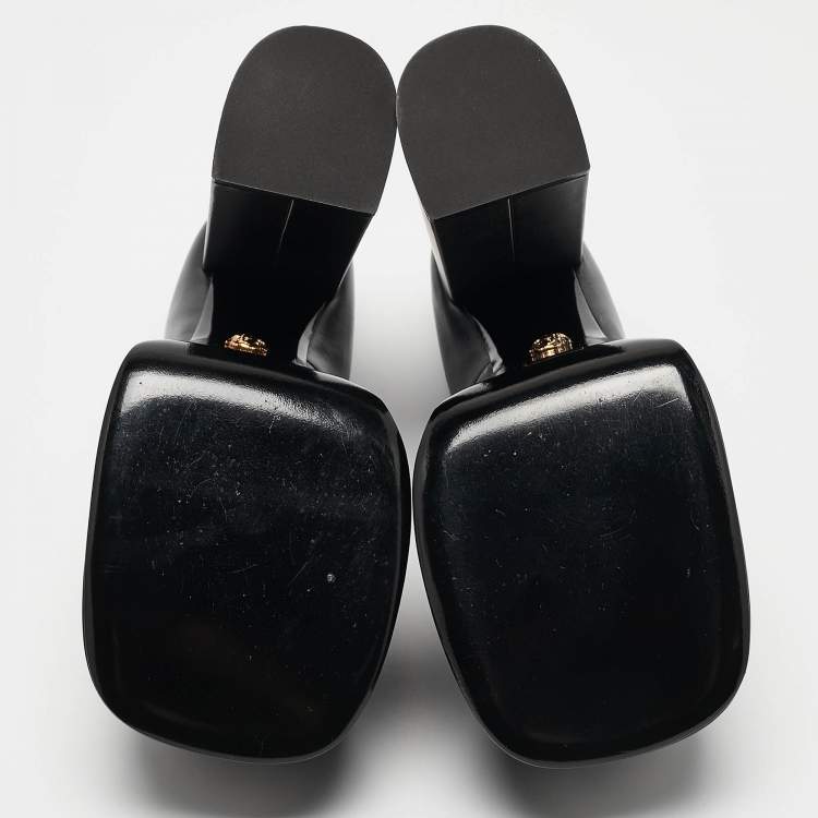 Pre Owned Versace Black Leather Juno Platform Pumps Size 41
