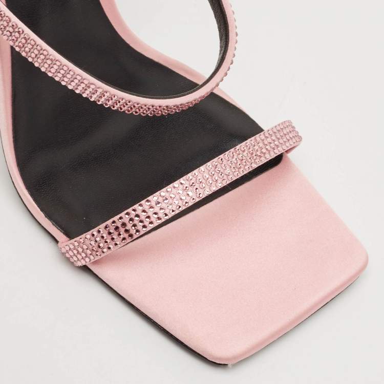 Pre Owned Versace Pink Satin Safety Pin Ankle Strap Sandals Size 39