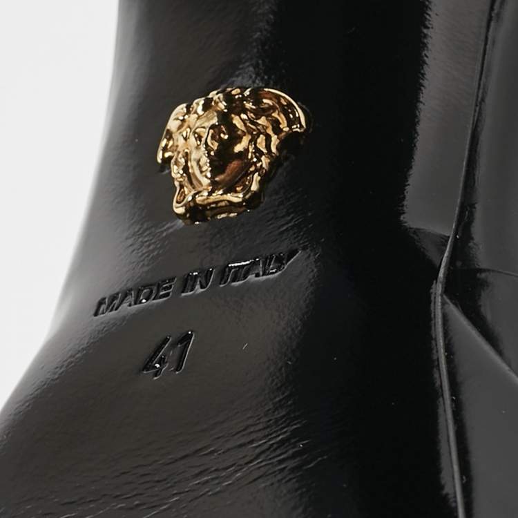 Pre Owned Versace Black Leather Aevitas Double Platform Pumps Size 41