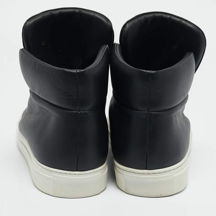 Pre Owned Versace Black Leather Medusa High Top Sneakers Size 40