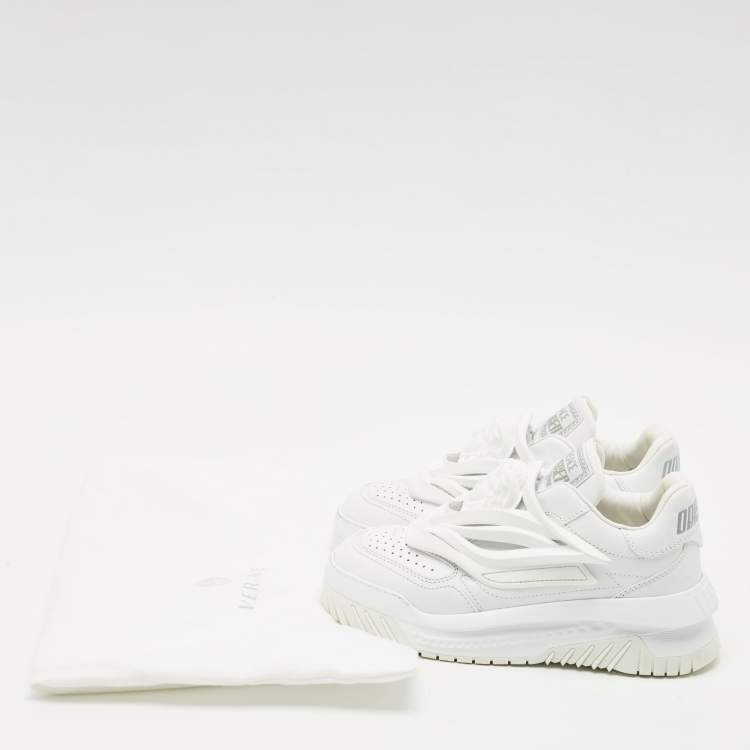 Pre Owned Versace White Leather and Rubber Odissea Medusa Chunky Slip On Sneakers Size 37
