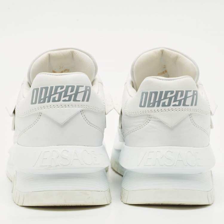 Pre Owned Versace White Leather and Rubber Odissea Medusa Chunky Slip On Sneakers Size 37