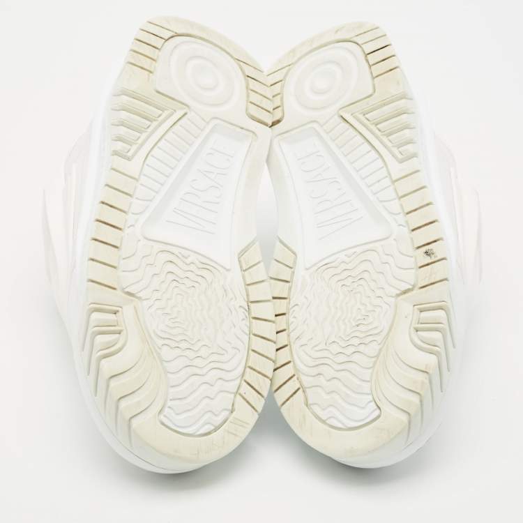 Pre Owned Versace White Leather and Rubber Odissea Medusa Chunky Slip On Sneakers Size 37
