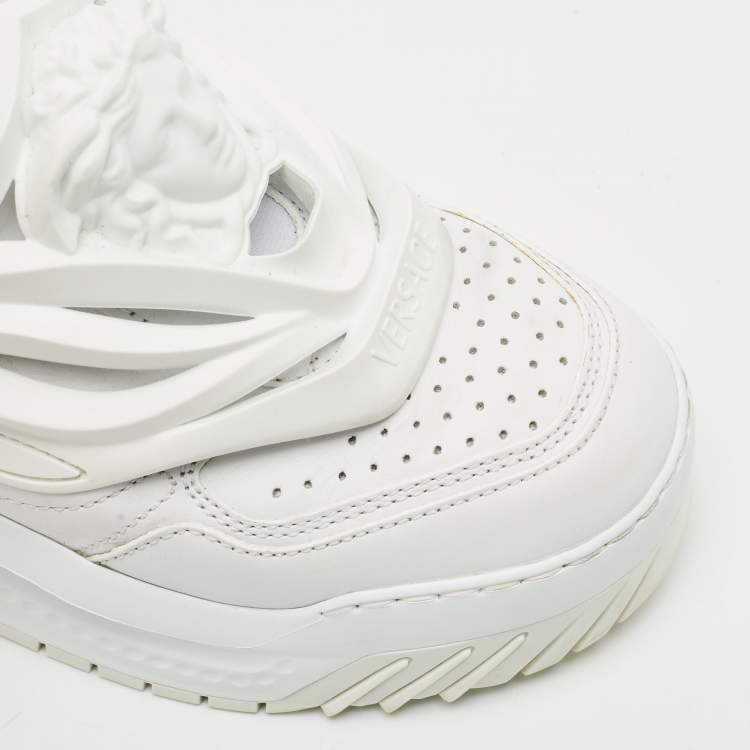 Pre Owned Versace White Leather and Rubber Odissea Medusa Chunky Slip On Sneakers Size 37