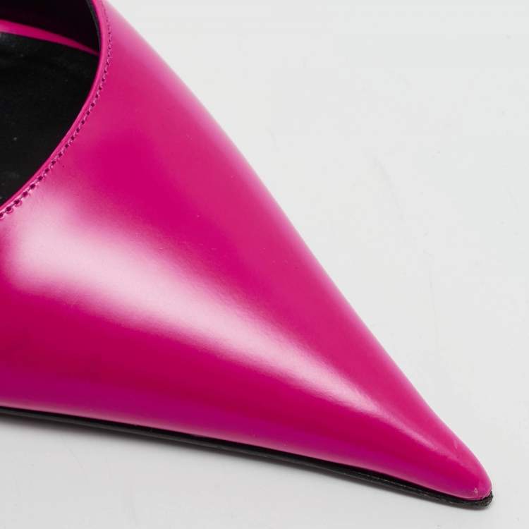 Pre Owned Versace Pink Leather Pin-Point Slingback Pumps Size 37.5