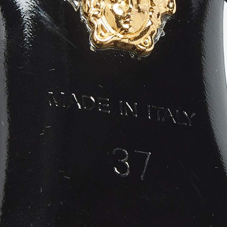 Pre Owned Versace Black Leather Virtus Slide Sandals Size 37