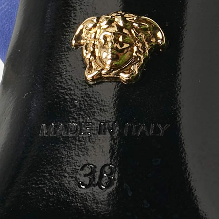 Pre Owned Versace Blue Leather Medusa Slingback Pumps Size 38