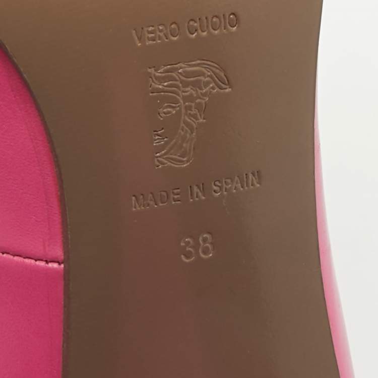 Pre Owned Versace Pink Leather Medusa Pumps Size 38