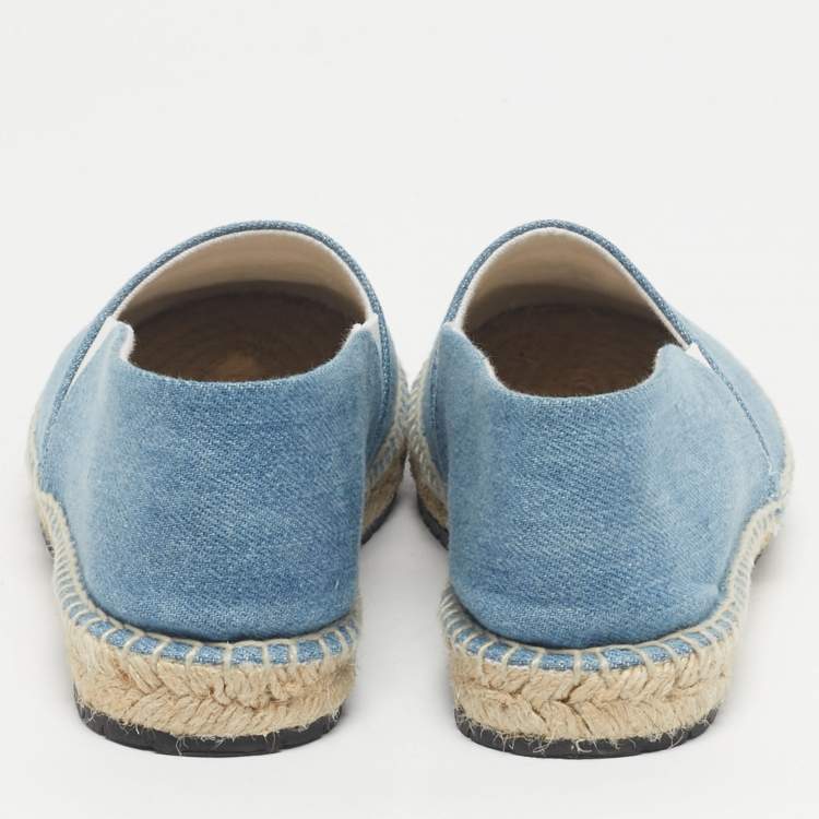 Pre Owned Versace Blue Denim Medusa Espadrille Flats Size 38