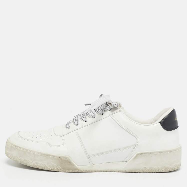 Pre Owned Versace White Leather llus Low Top Sneakers Size 40.5