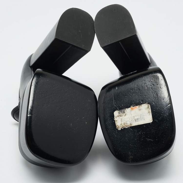 Pre Owned Versace Black Leather Aevitas Platform Pumps Size 37